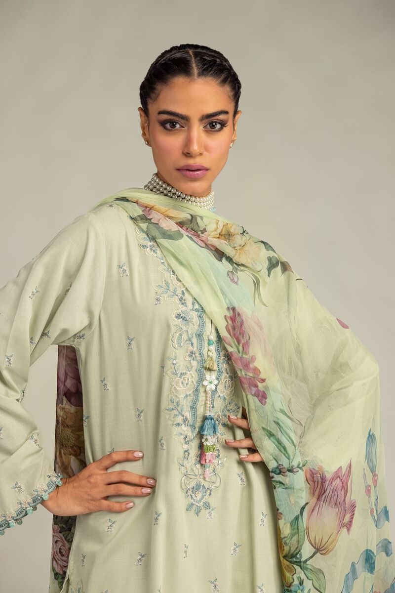Embroidered | Mesuri | Floral Mint Dupatta | USD 30.00