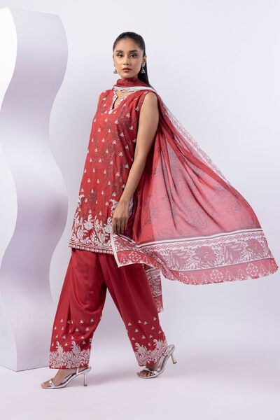 Embroidered | Crosshatch Raw Silk | Pants | USD 30.00
