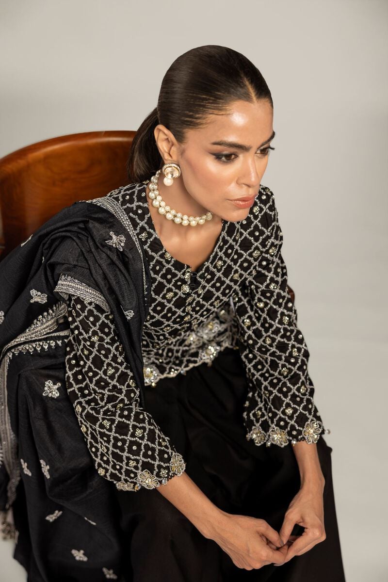 Raw Silk | Black Co-ord Set | USD 155.00