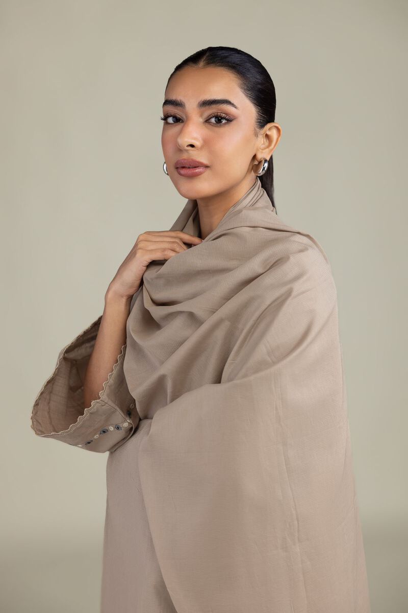 Textured Lawn | Embroidered | Beige Lawn Dupatta | USD 30.00