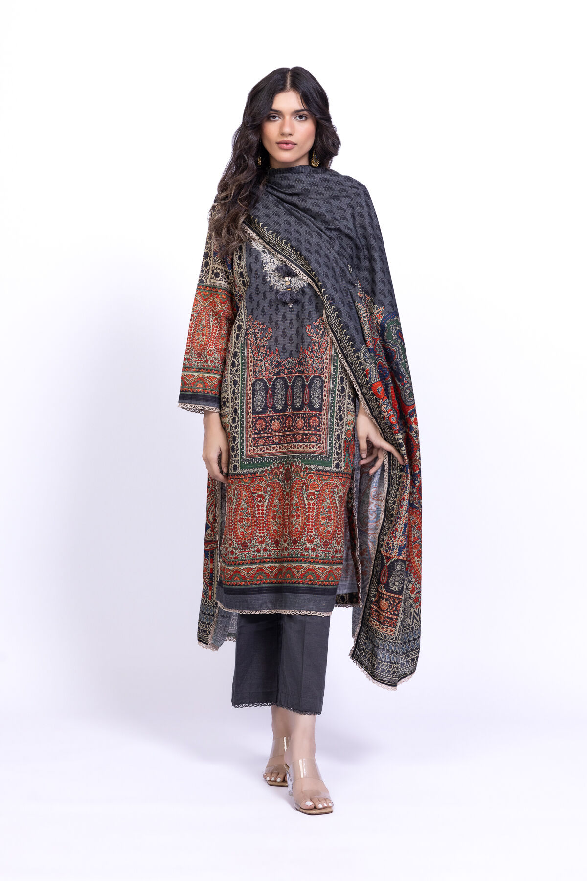 Buy Dupatta | 6.60 USD | LKM06BC-VG_MULTI | Khaadi United States