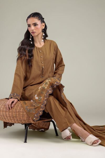 Embroidered | Textured Cotton | Cotton Longline Kurta | USD 55.00