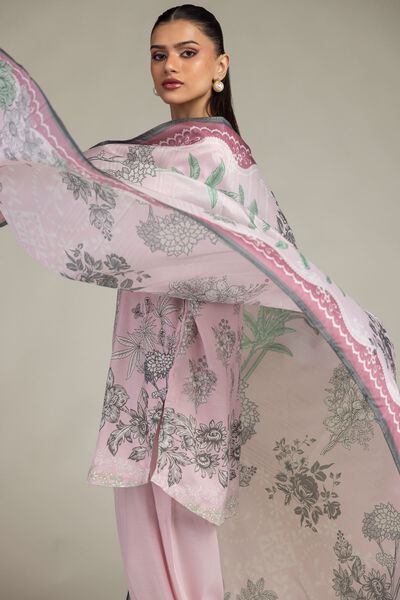 Embroidered | Polyester Silk | Floral Pink Dupatta | USD 30.00