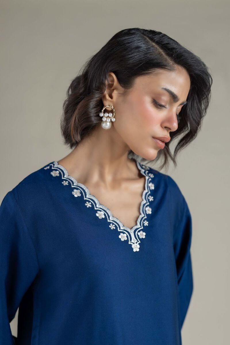 Embroidered | Heavy Blended Viscose | Floral Scalloped Kurta | USD 35.00