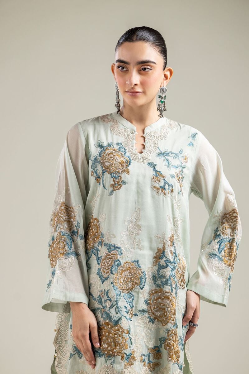 Paper Silk | Mint Silk Kurta | USD 70.00
