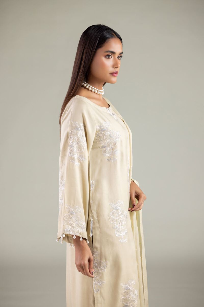 Embroidered | Raw Silk | Floral Round-Neck Kurta | USD 55.00