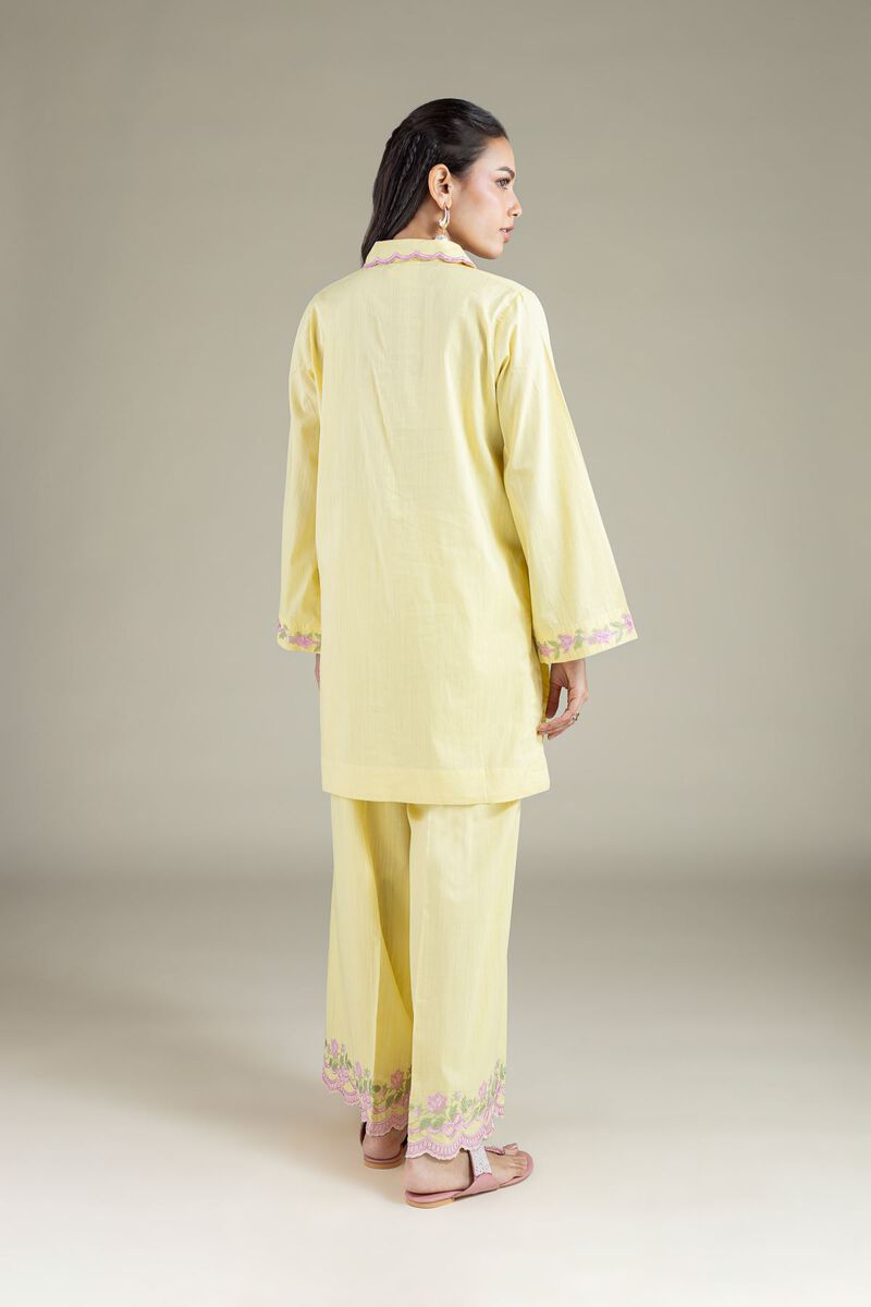 Embroidered | Textured Cambric | Floral V-Neck Kurta | USD 35.00