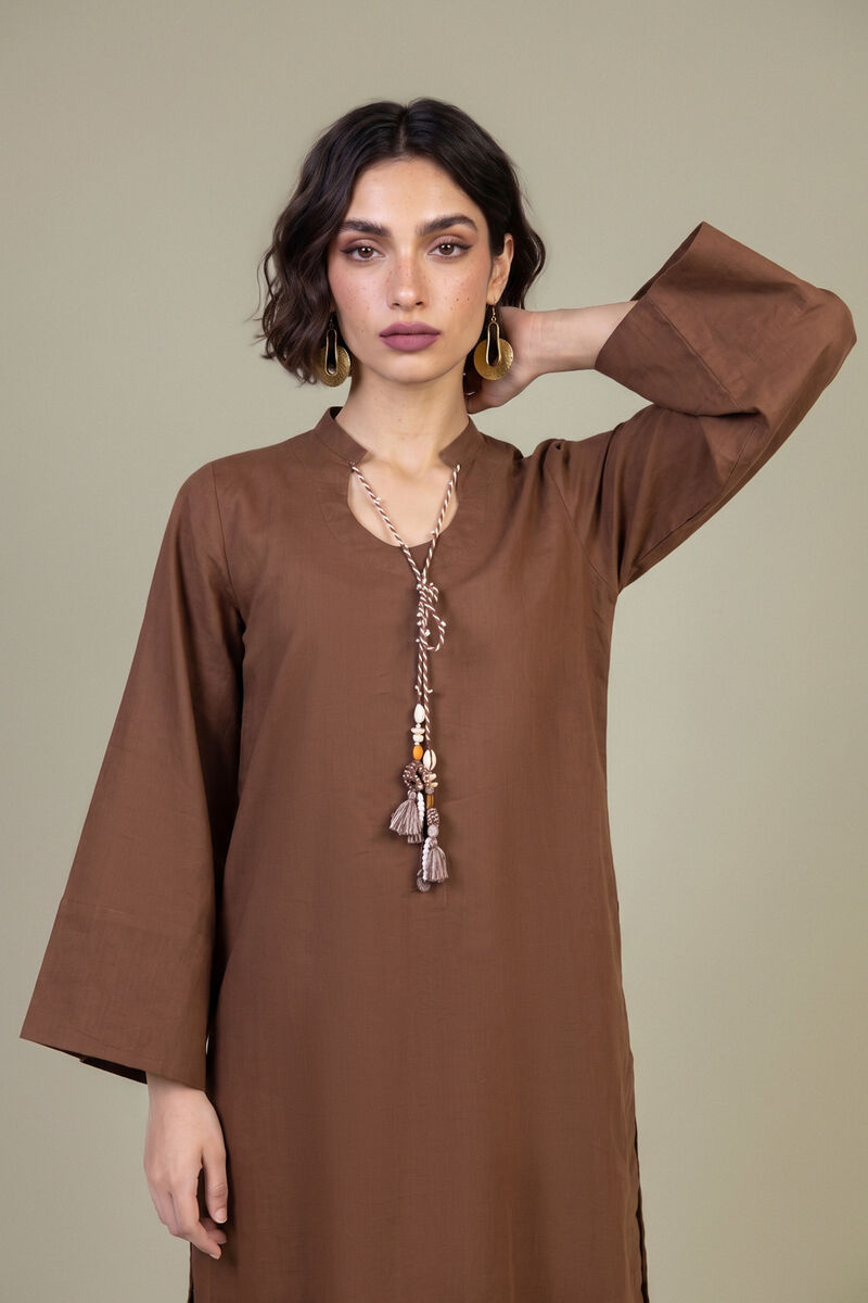 Dyed | Poplin | Brown Solid Kurta | null