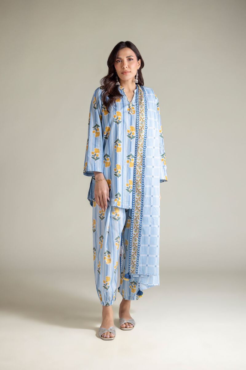 Embroidered | Textured Lawn | Blue Lawn Dupatta | USD 25.00