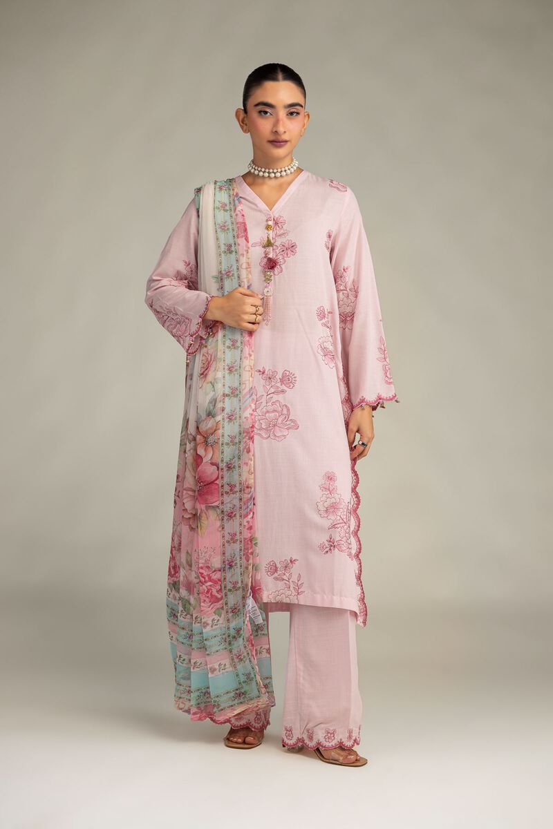 Embroidered | Mesuri | Pink Floral Dupatta | USD 30.00