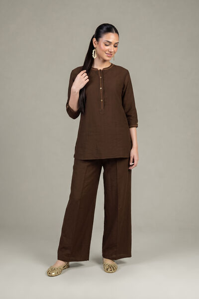 Dyed | Crepe | Brown Crepe Shirt | USD 40.00