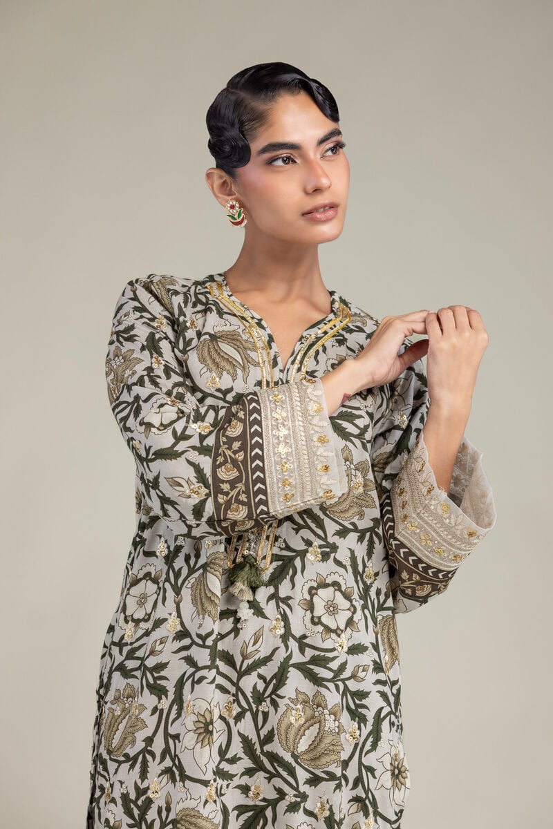 Embroidered | Raw Silk | Floral Silk Kurta | USD 60.00