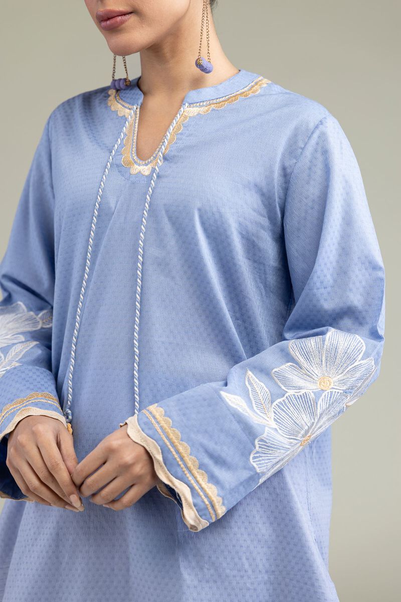 Embroidered | Cotton Dobby | Floral Scalloped Kurta | USD 40.00