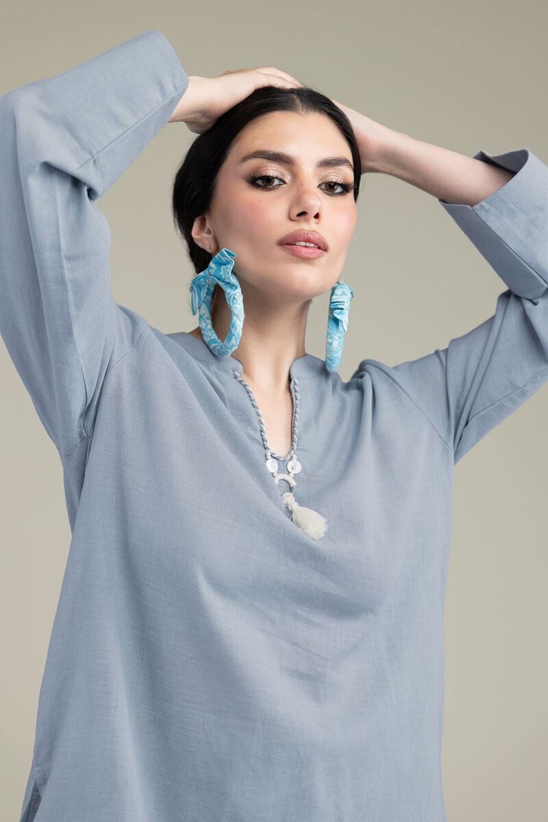 Dyed | Blended Linen | Short Solid Kurta  | USD 35.00