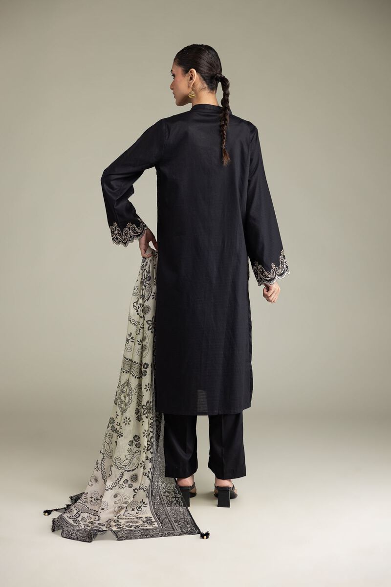 Embroidered | Cotton Dobby | Black Tailored Set | USD 80.00