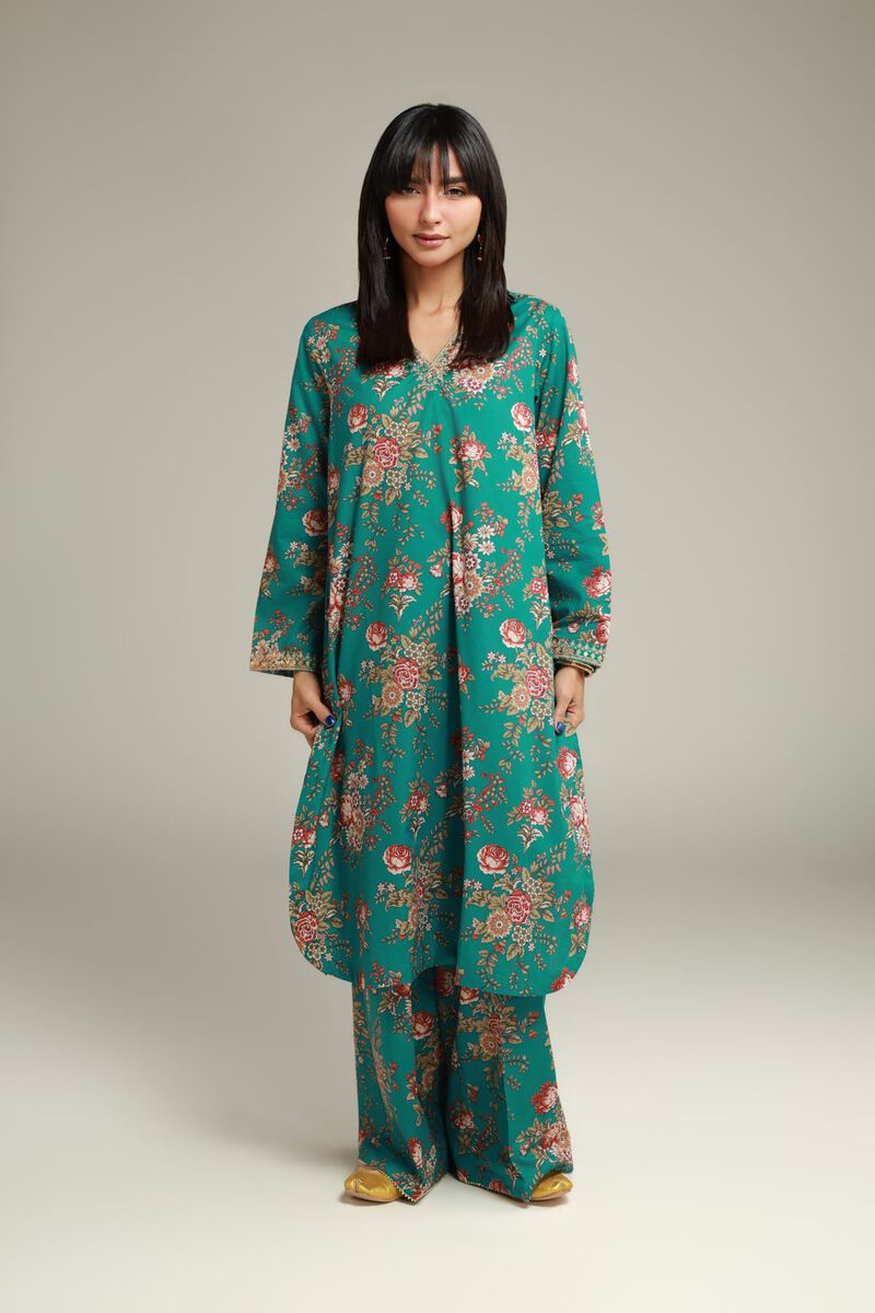 Embroidered | Cambric | Floral Longline Kurta | USD 30.00
