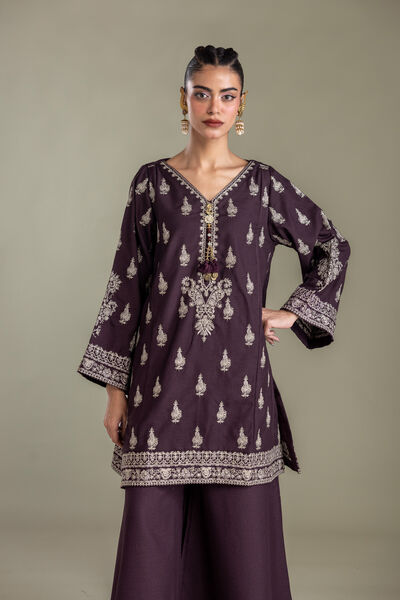 Embroidered | Heavy Blended Viscose | Purple Viscose Kurta | USD 65.00