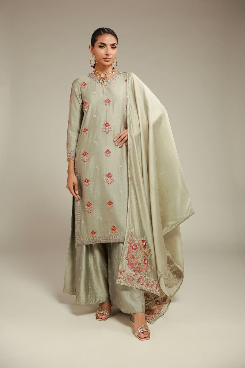 Embroidered | Raw Silk | 3 Piece Co-ord Set | USD 125.00