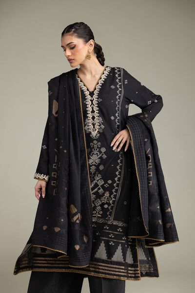 Embroidered | Jacquard | Black Tailored Set | USD 80.00