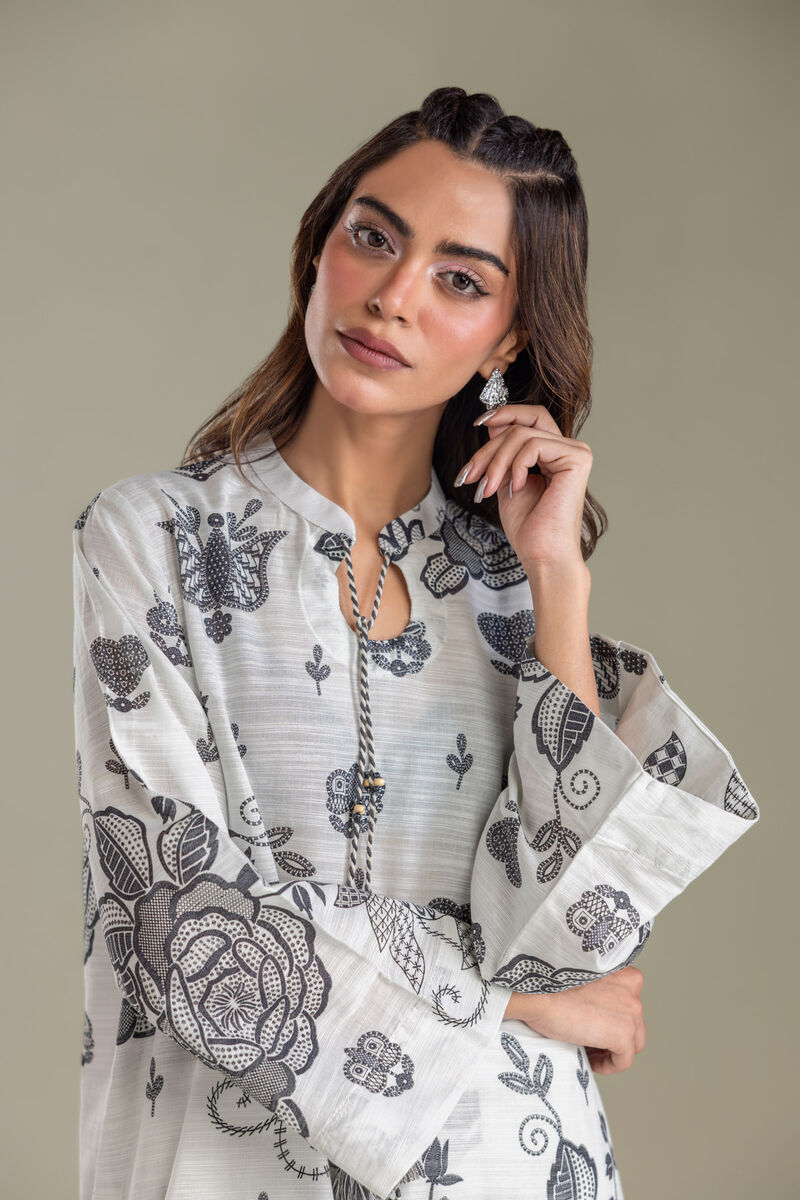 Printed | Light Khaddar | White Printed Kurta | USD 35.00