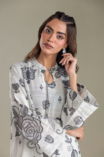 Printed | Light Khaddar | White Printed Kurta | USD 35.00