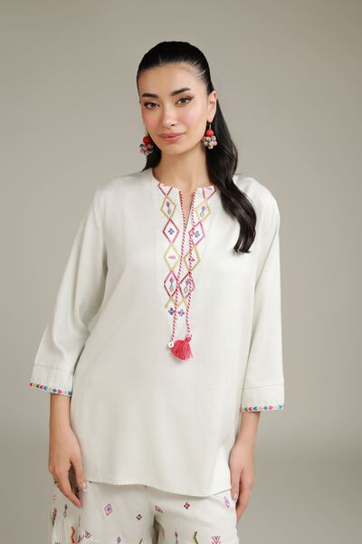 Embroidered | Viscose Crepe | Short Embroidered Tunic | USD 35.00