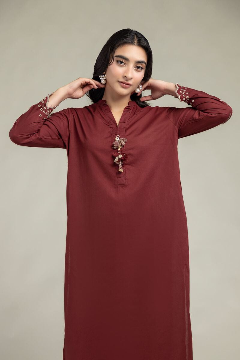 Cambric | Maroon Floral Kurta | USD 45.00