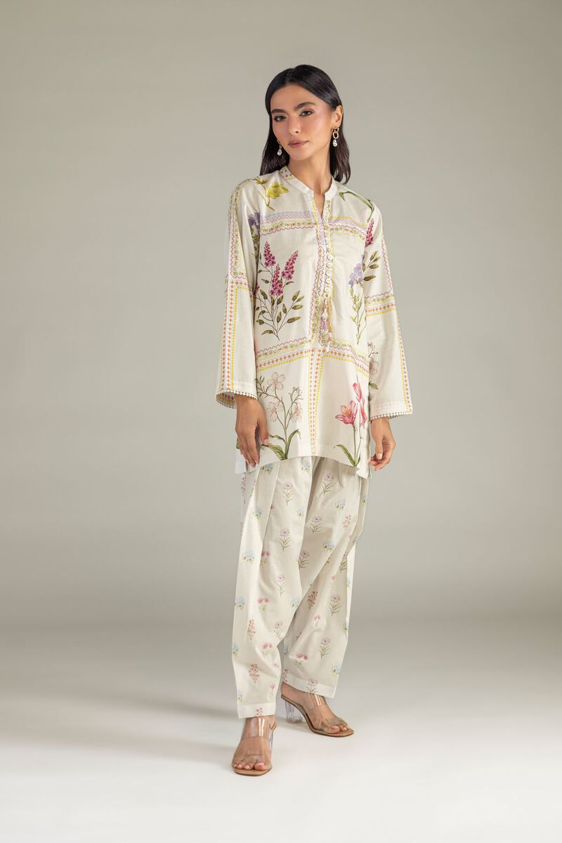 Printed | Cambric | Floral Band-Collar Kurta | USD 35.00