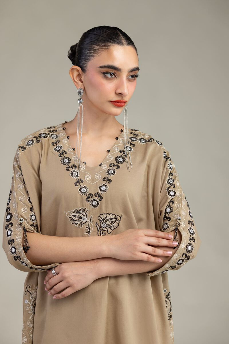 Embroidered | Raw Silk | Beige Silk Kurta | USD 55.00