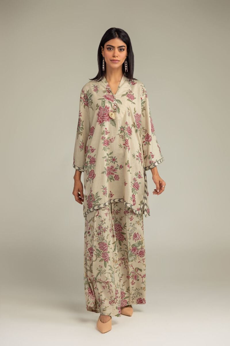Printed | Raw Silk | Floral Longline Kurta | USD 40.00