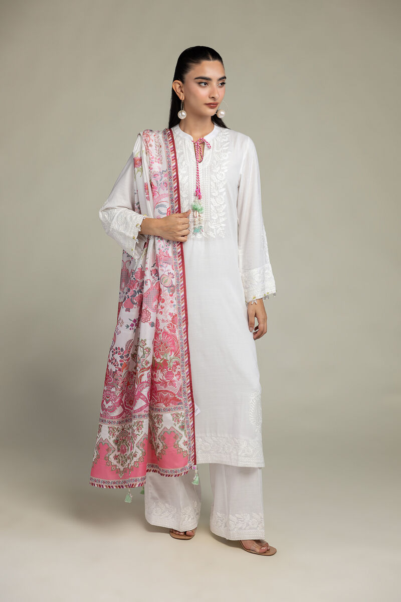 Embroidered  | Polyester Silk | Floral Silk Dupatta | USD 30.00
