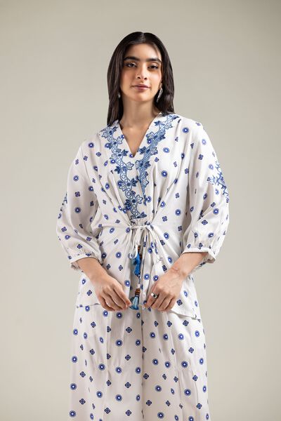 Embroidered | Viscose Crepe | Short White Blouse | USD 40.00