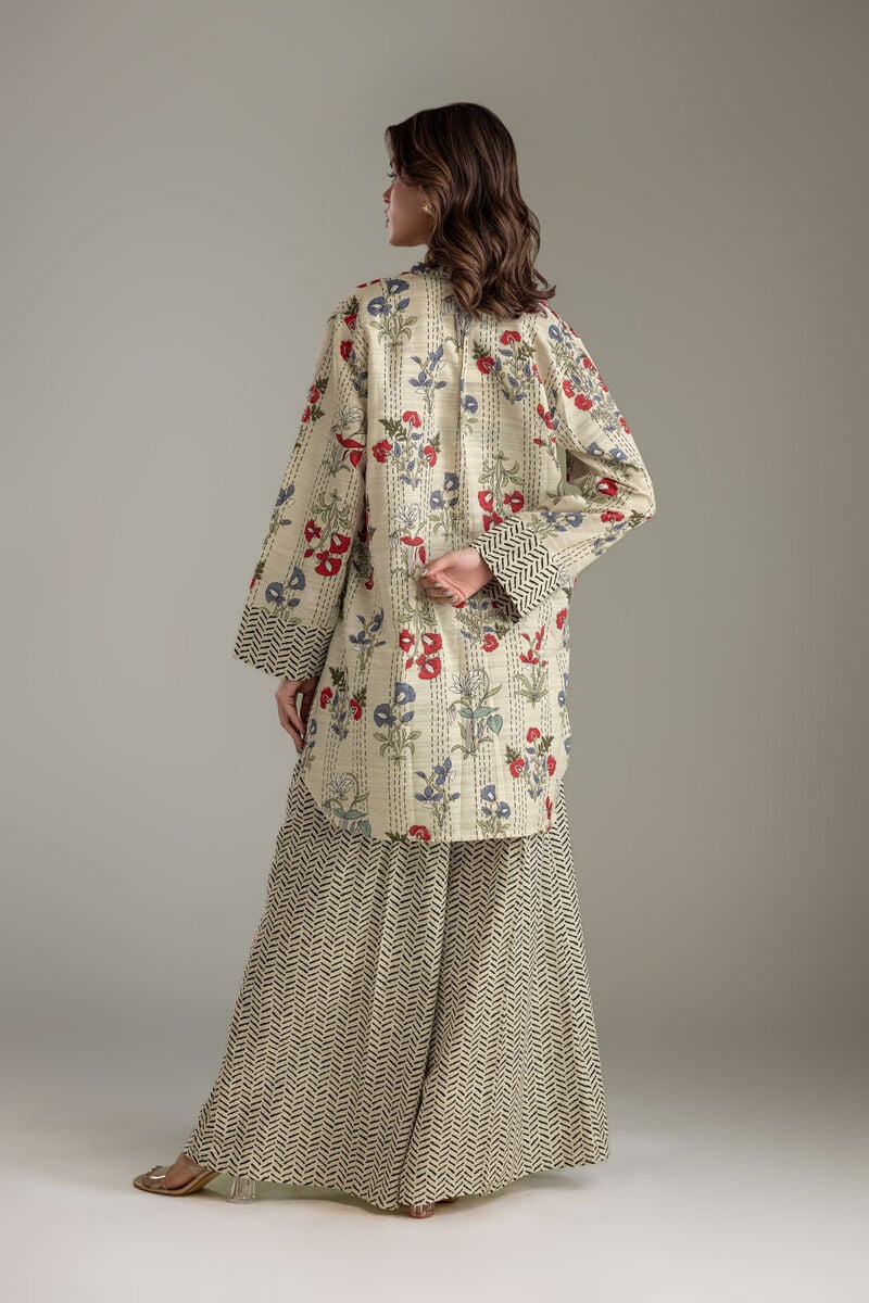 Printed | Light Khaddar | Beige Floral Kurta | USD 35.00
