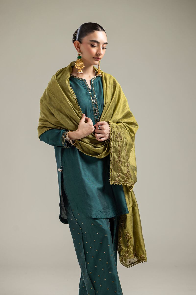 Cotton Net | Olive Net Dupatta | USD 40.00