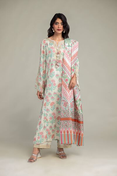Embroidered | Raw Silk | Pants | USD 35.00