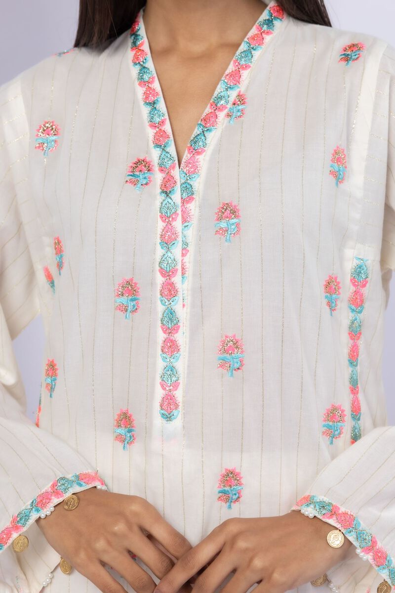 Embroidered | Lurex Stripes | Kurta | USD 20.00