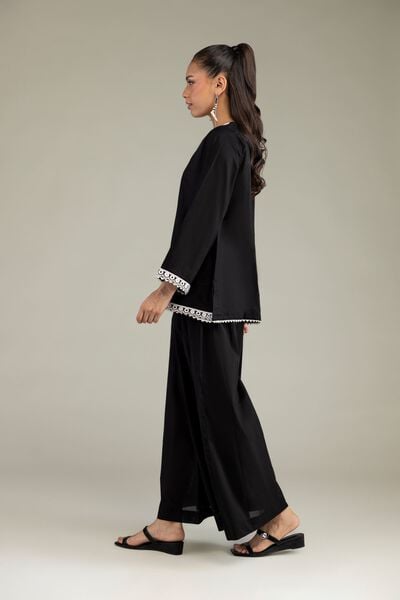 Embroidered | Cambric | Solid Black Pants | USD 30.00