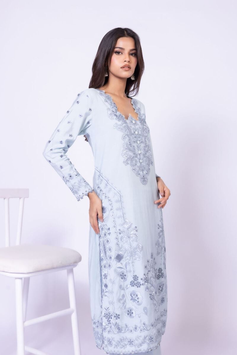 Embroidered | Dull Raw Silk | Kurta | USD 30.00