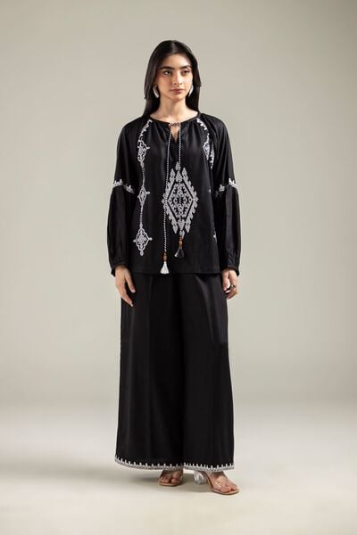 Embroidered | Viscose Crepe | Trousers | USD 30.00