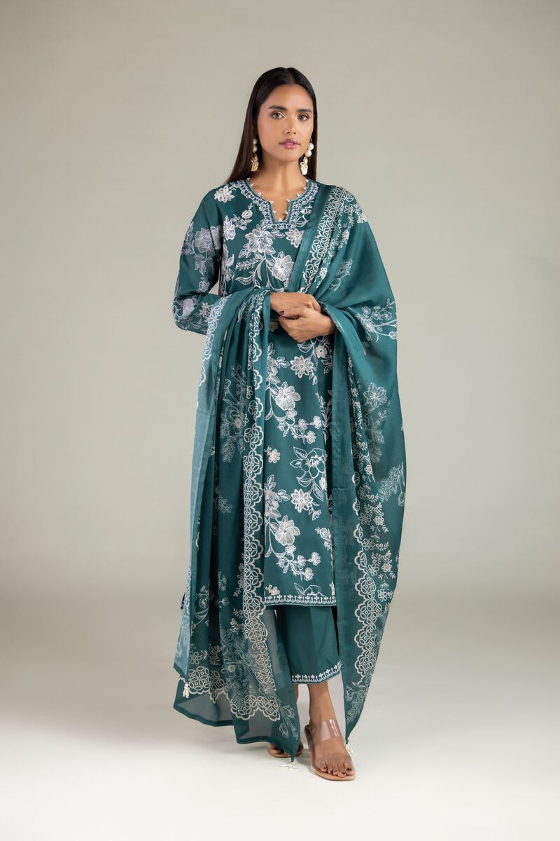 Embroidered | Raw Silk | Floral Thread Dupatta | USD 35.00
