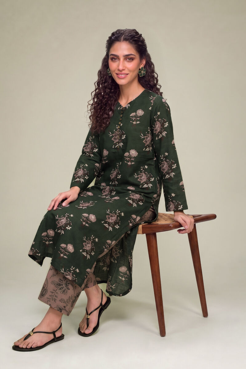Printed | Light Khaddar | Longline Floral Kurta | USD 35.00