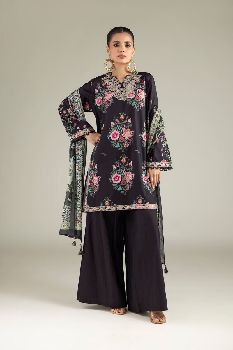Embroidered | Cambric | Black Tailored 3-Piece | USD 80.00