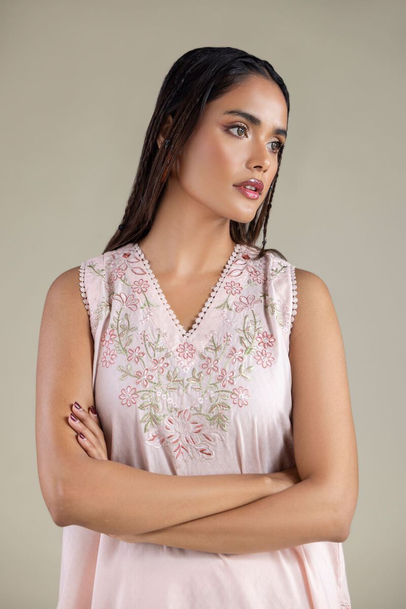 Embroidered | Cotton Dobby | Long Sleeveless Kurta | USD 40.00