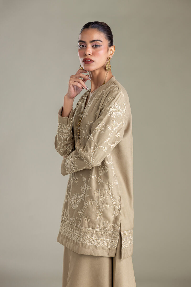 Embroidered | Heavy Blended Viscose | Floral V-Neck Kurta | USD 65.00