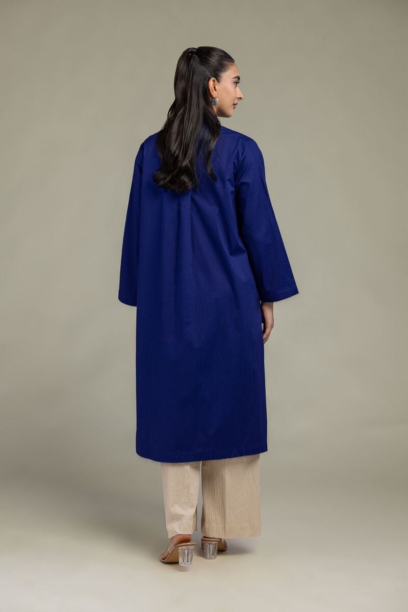 Dyed | Cotton Crinkle | Blue Longline Kurta | USD 35.00