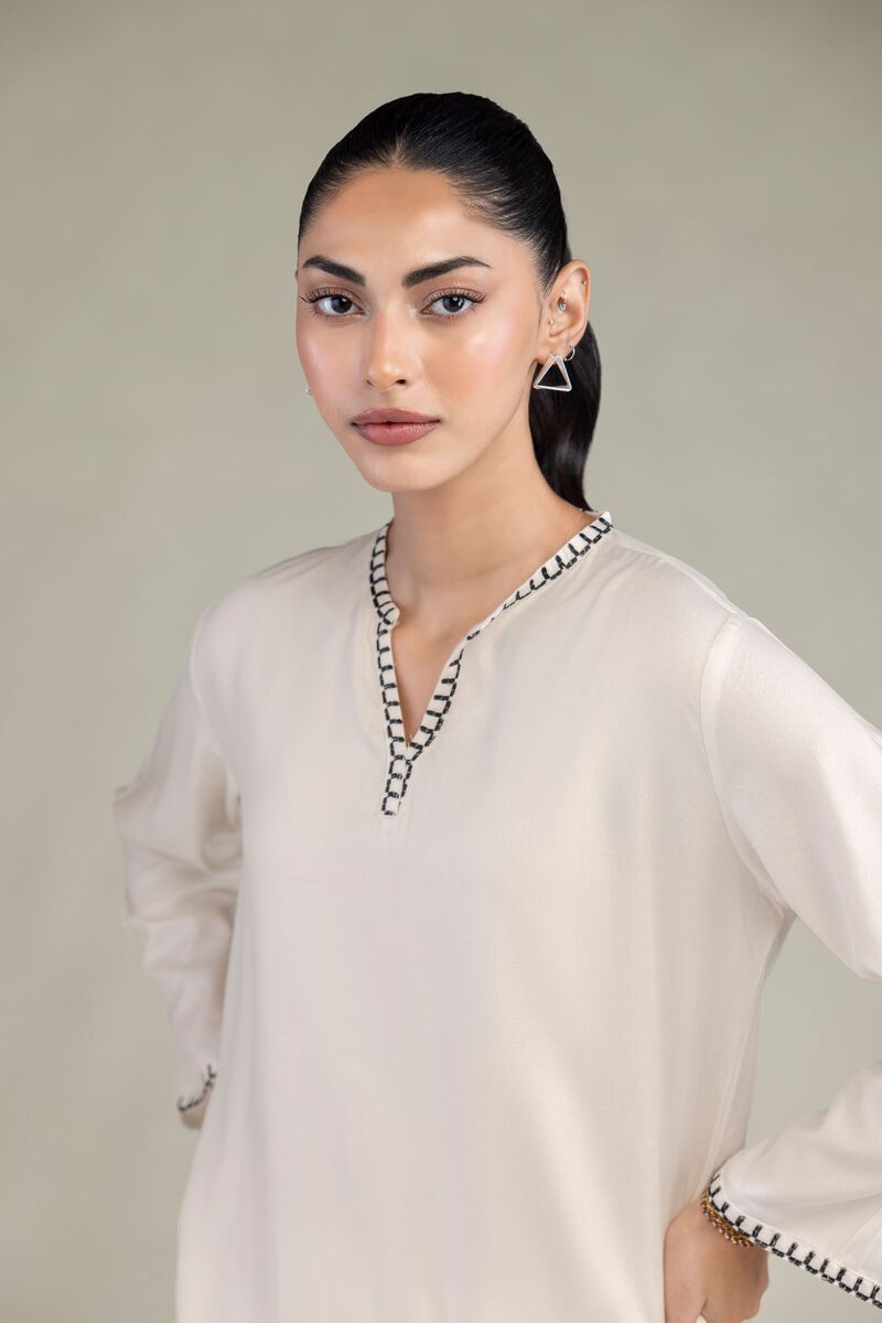 Embroidered | Viscose Crepe | Solid Viscose Tunic | USD 40.00
