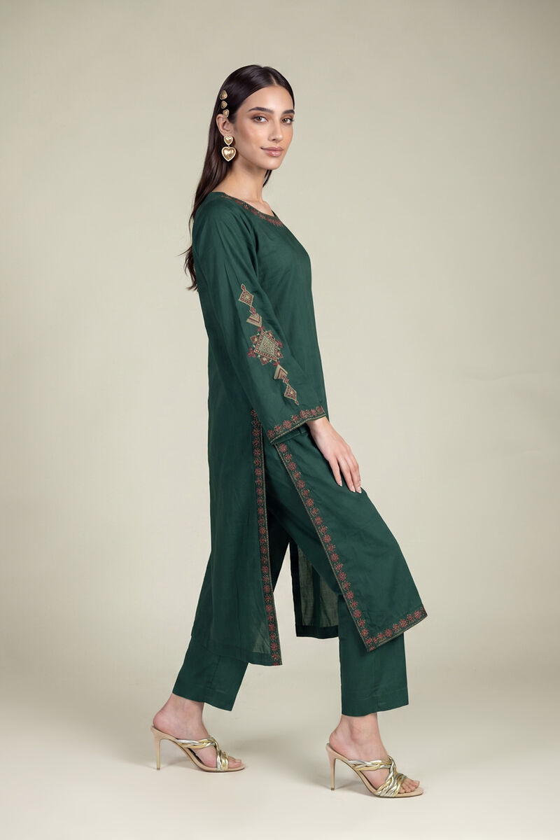 Embroidered | Cambric | Green Cambric Kurta | USD 40.00