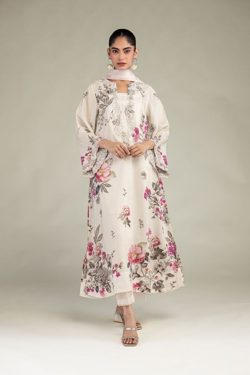 Embroidered | Blended Viscose | Floral Long Kurta | USD 70.00
