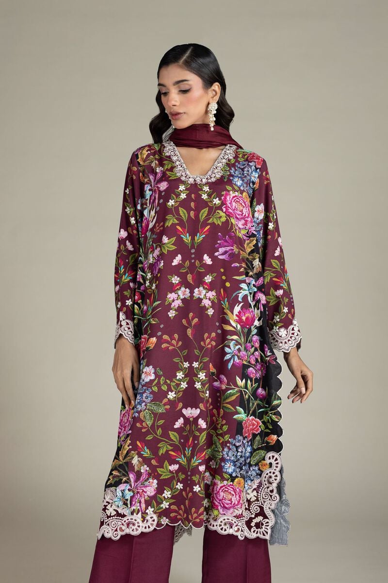 Embroidered | Raw Silk | Three-Piece Tailored Set | USD 85.00