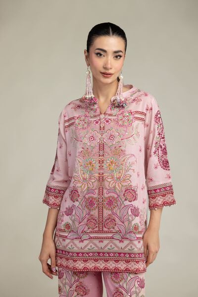 Embroidered | Raw Silk | Short Floral Kurta | USD 45.00